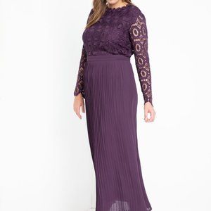 LACE GOWN/EVENING DRESS WITH PLEATED SKIRT